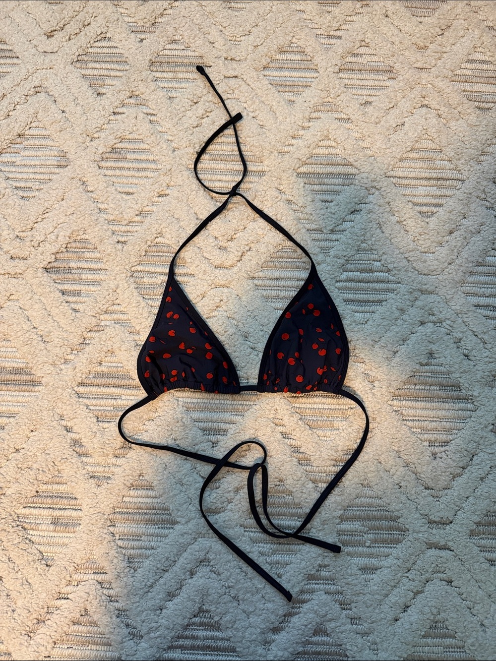J. Crew Women’s Navy Cherry-Print Triangle String Bikini Top